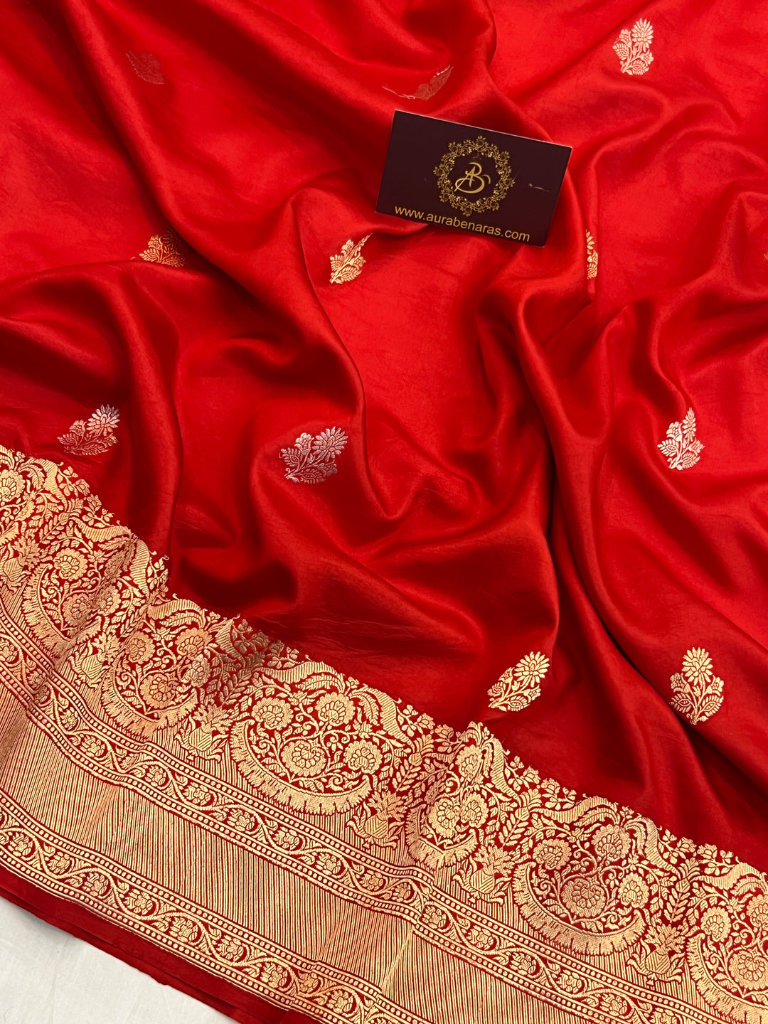 Red Pure Katan Silk Handloom Banarasi Saree