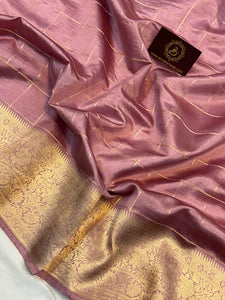 Pastel Pink Pure Banarasi Handloom Silk Saree - Aura Benaras