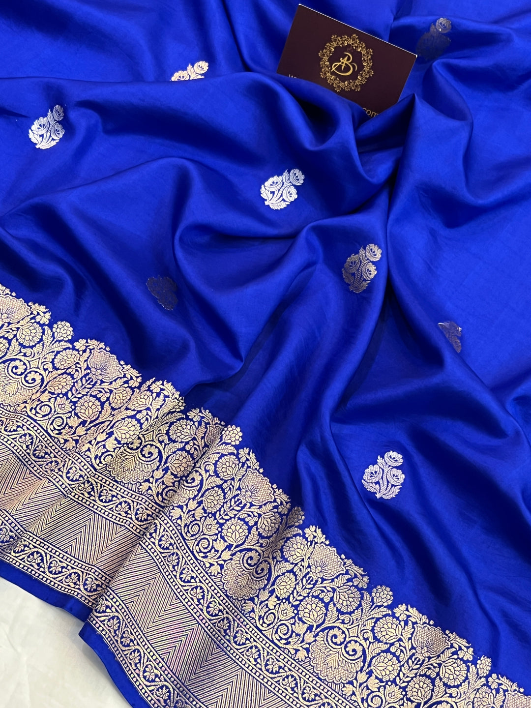 Royal Blue Pure Katan Silk Handloom Banarasi Saree