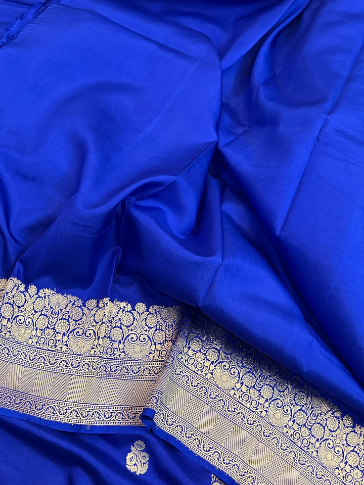 Royal Blue Pure Katan Silk Handloom Banarasi Saree