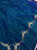 Rama Green Banarasi Handloom Katan Silk Saree - Aura Benaras