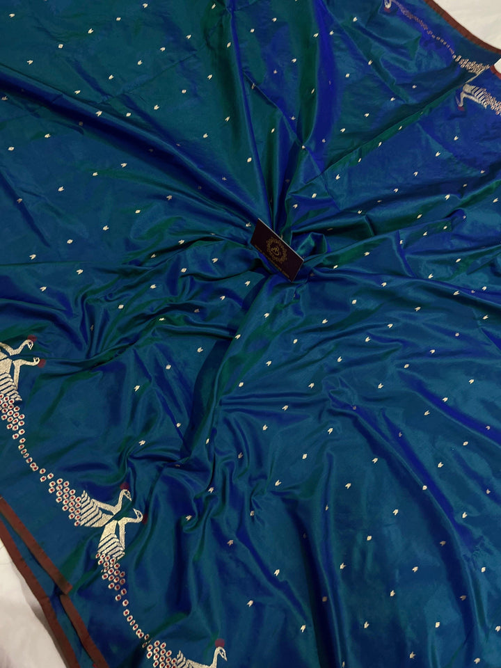 Rama Green Banarasi Handloom Katan Silk Saree - Aura Benaras