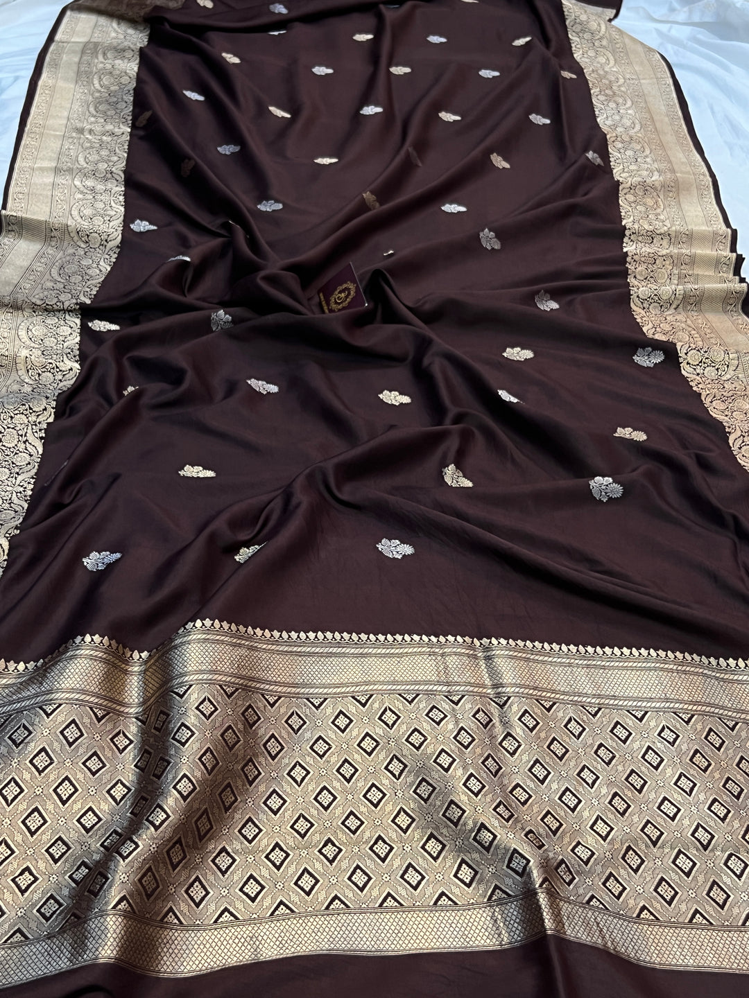 Coffee Brown Pure Katan Silk Handloom Banarasi Saree