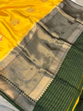 Yellow Pure Banarasi Handloom Silk Saree - Aura Benaras