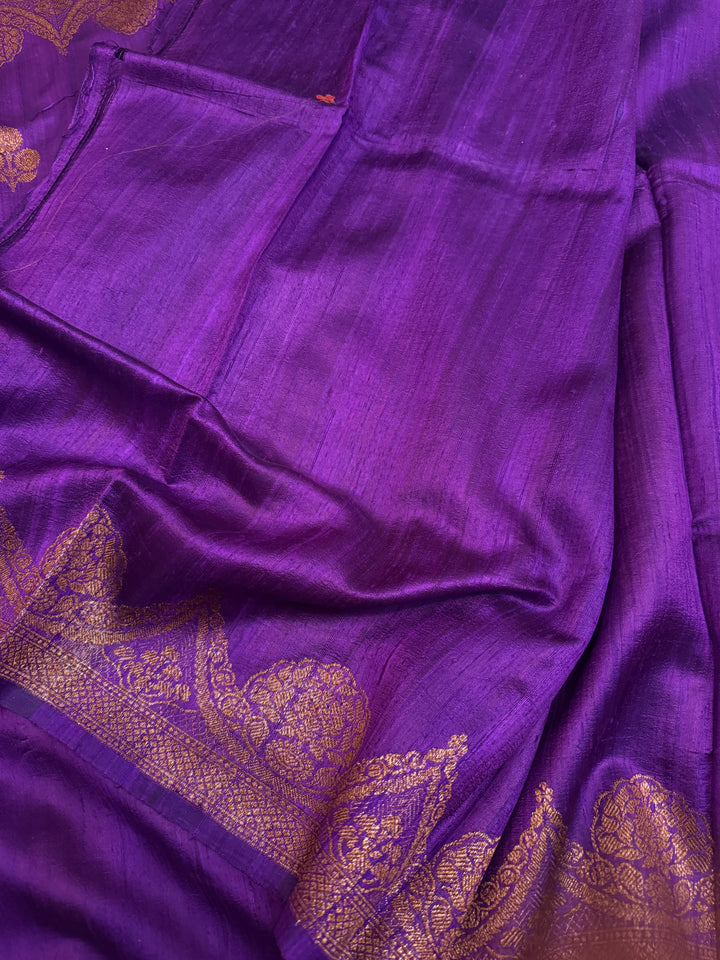 Purple Pure Raw Silk Handloom Banarasi Saree