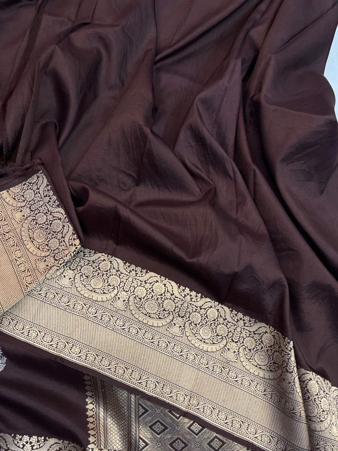 Coffee Brown Pure Katan Silk Handloom Banarasi Saree