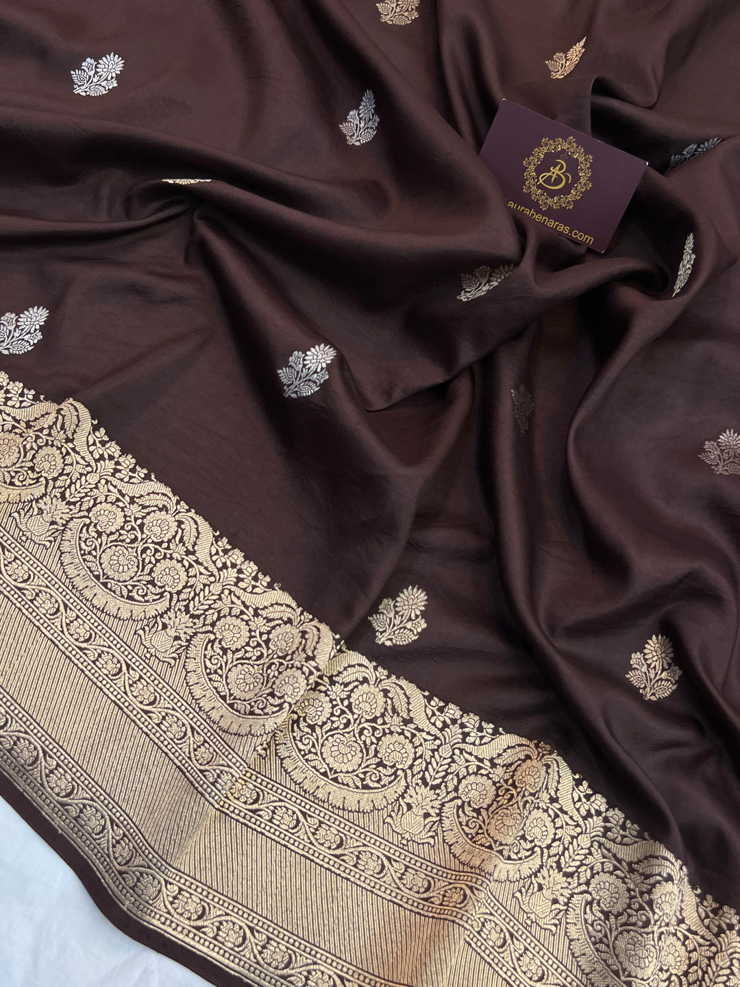 Coffee Brown Pure Katan Silk Handloom Banarasi Saree