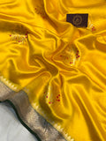 Yellow Pure Banarasi Handloom Silk Saree - Aura Benaras