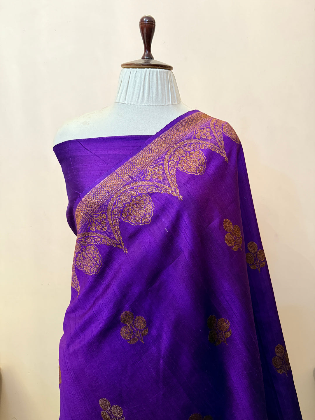 Purple Pure Raw Silk Handloom Banarasi Saree