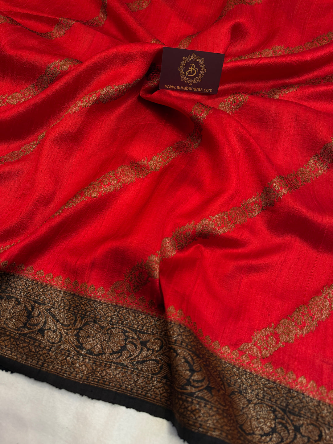Red Pure Raw Silk Handloom Banarasi Saree