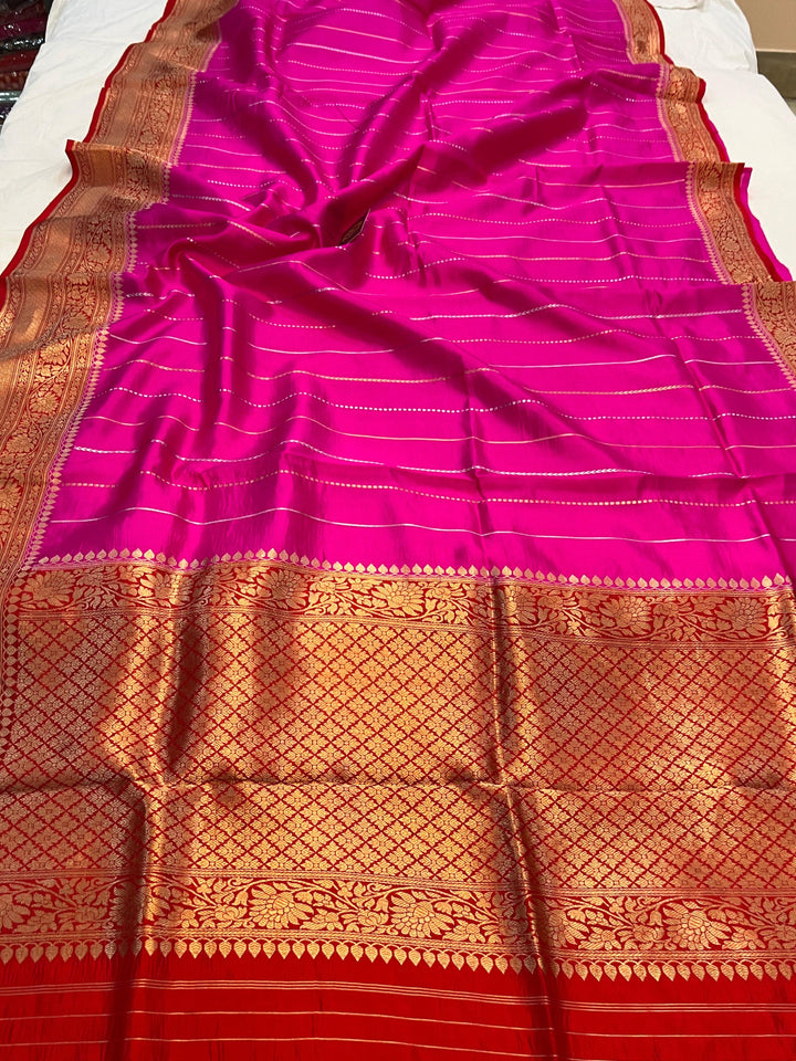 Rani Pink Pure Banarasi Handloom Silk Saree - Aura Benaras