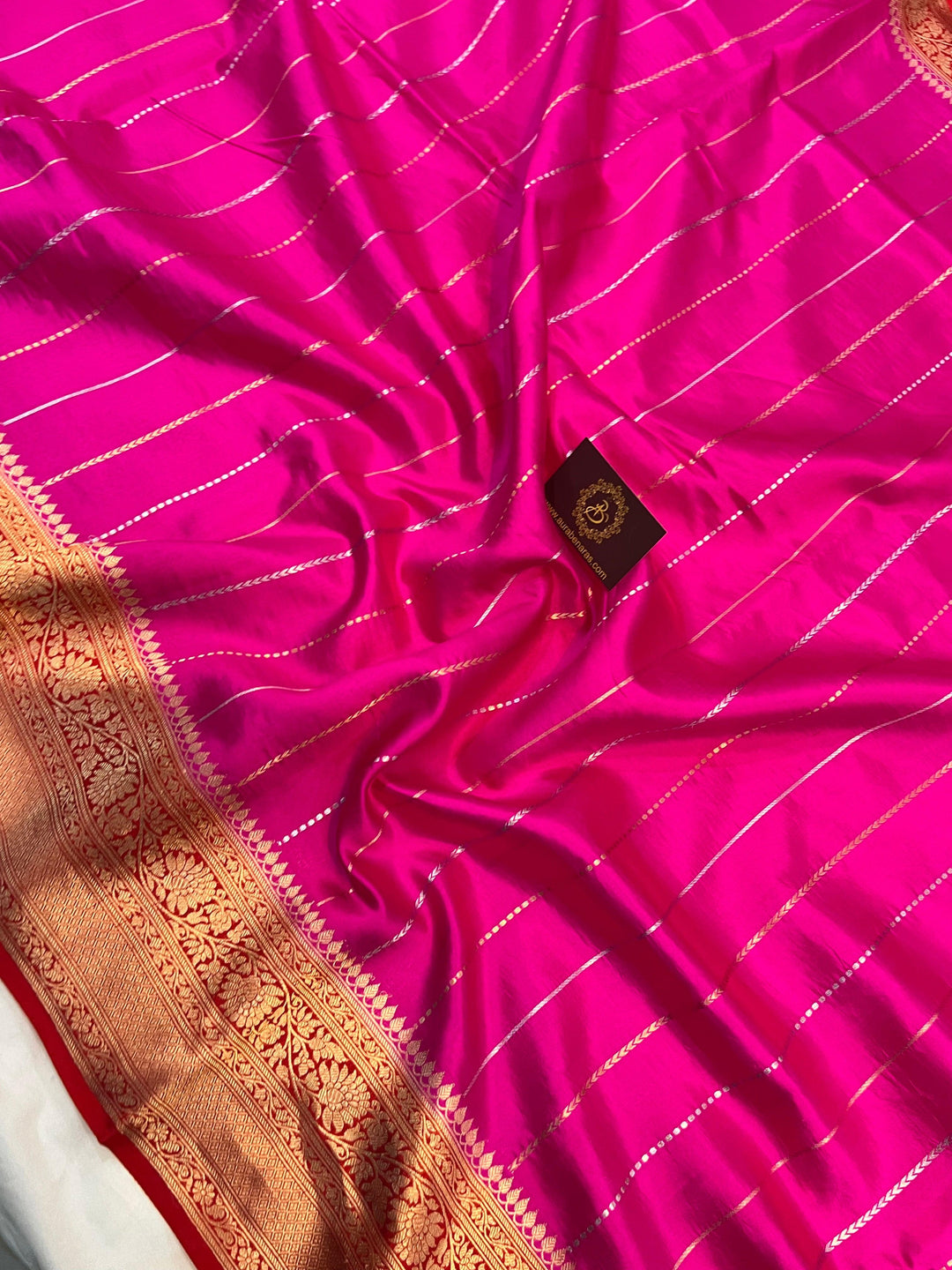 Rani Pink Pure Banarasi Handloom Silk Saree - Aura Benaras