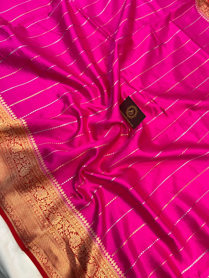 Rani Pink Pure Banarasi Handloom Silk Saree - Aura Benaras