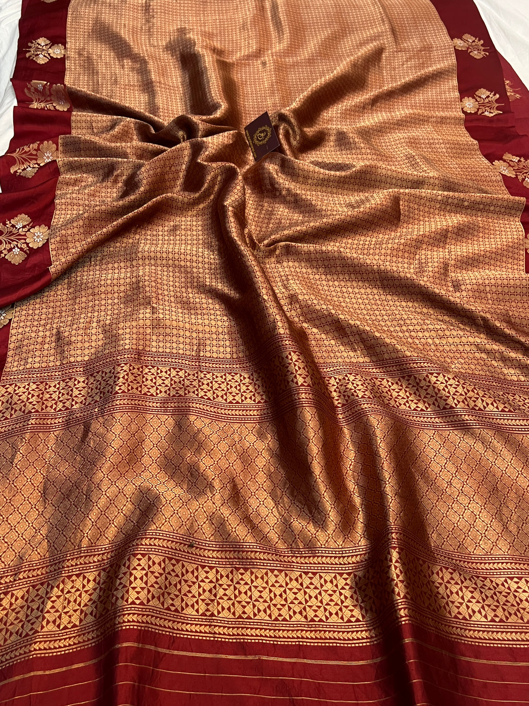 Maroon Pure Banarasi Handloom Silk Saree