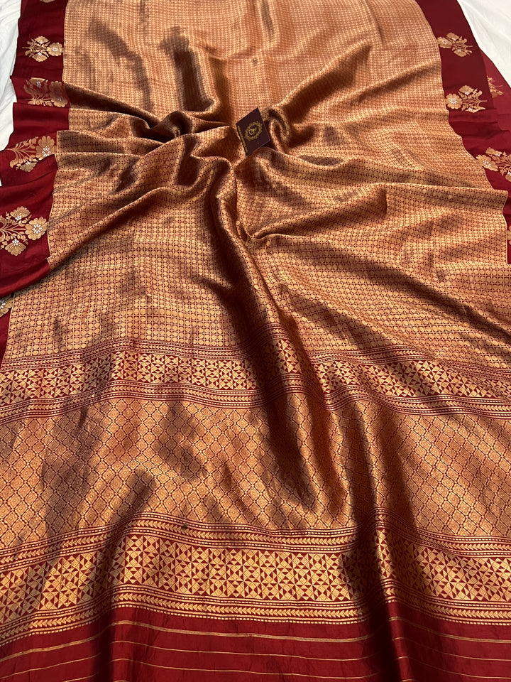 Maroon Pure Banarasi Handloom Silk Saree