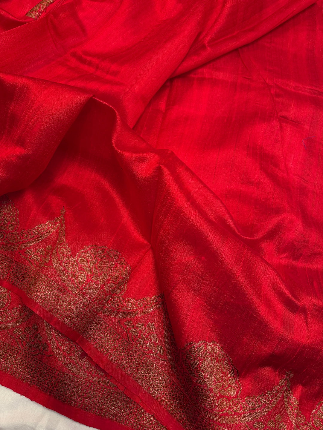 Red Pure Raw Silk Handloom Banarasi Saree