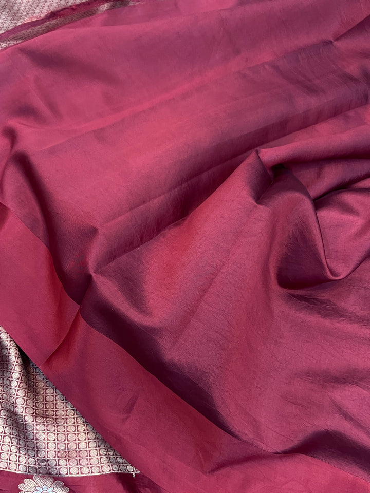 Maroon Pure Banarasi Handloom Silk Saree