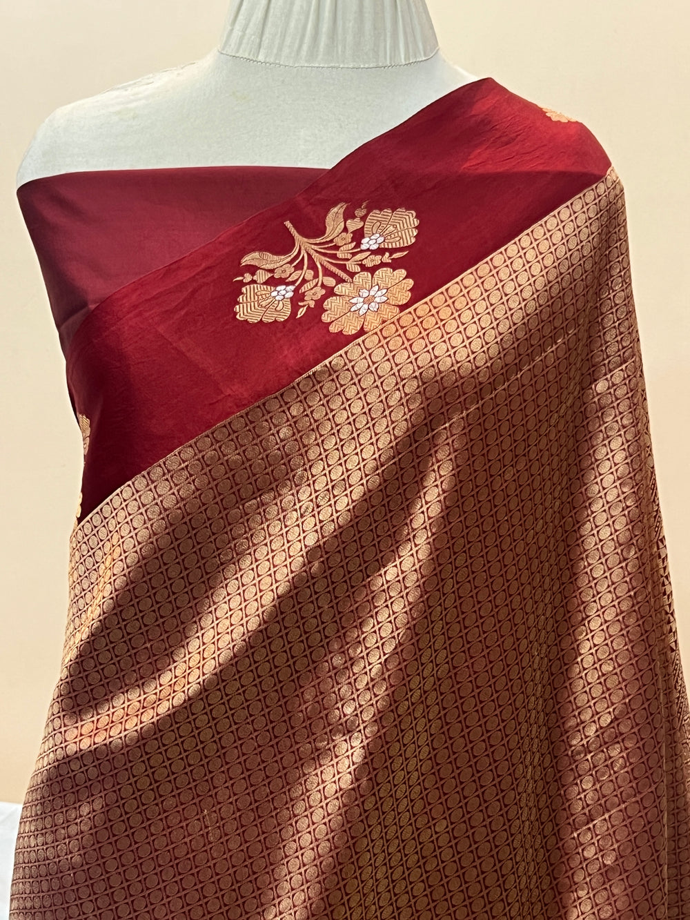 Maroon Pure Banarasi Handloom Silk Saree