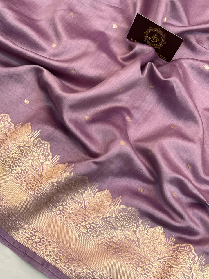 Lavender Pure Chiniya Silk Handloom Banarasi Saree