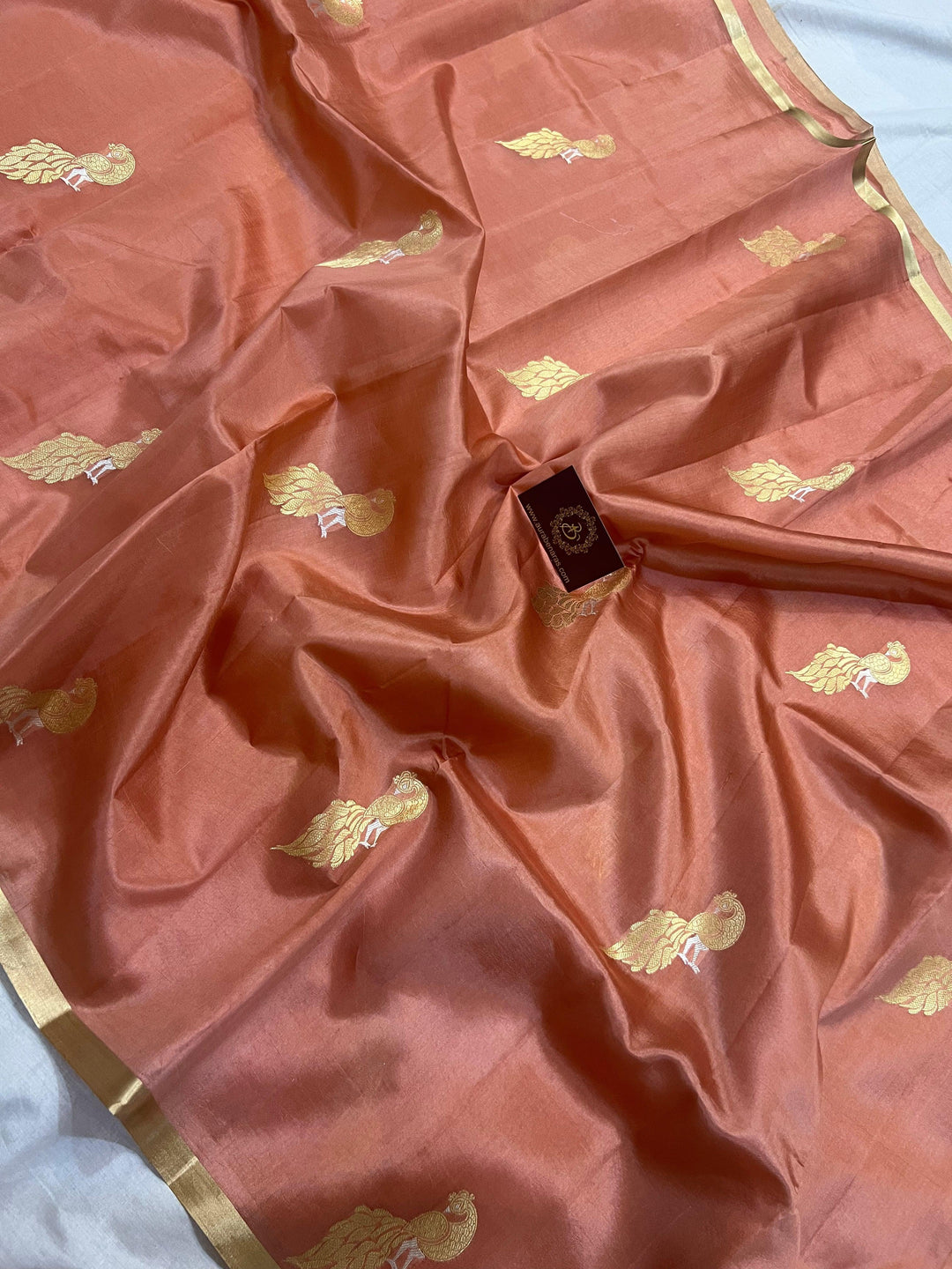 Pastel Peach Pure Banarasi Handloom Silk Saree - Aura Benaras