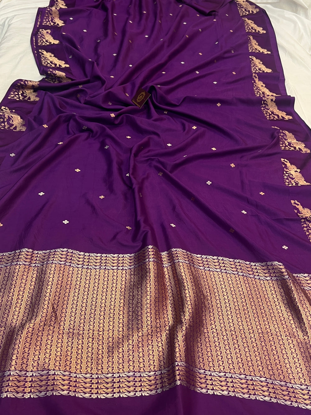 Purple Pure Katan Silk Handloom Banarasi Saree