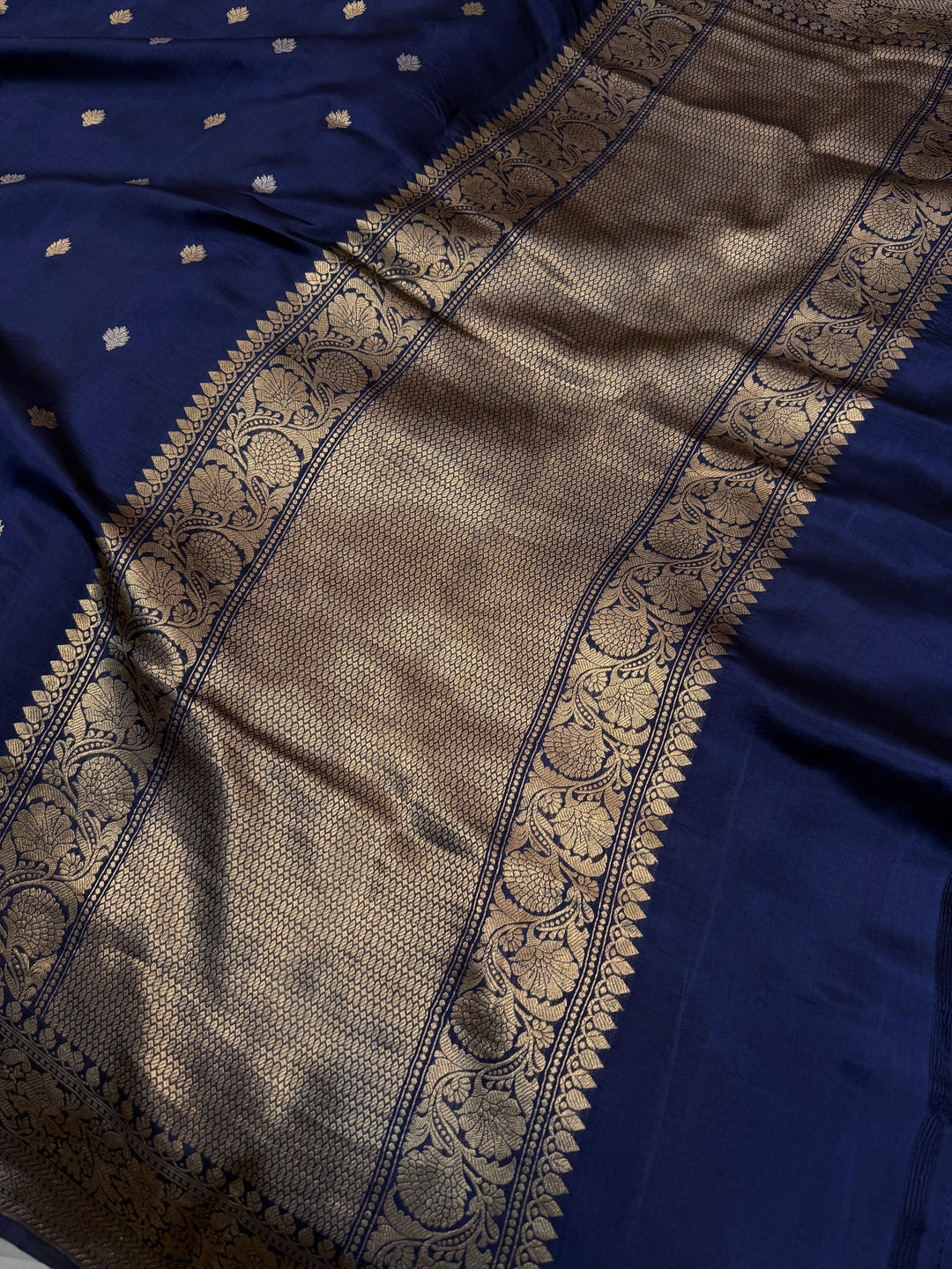 Navy Pure Silk Handloom Banarasi Saree