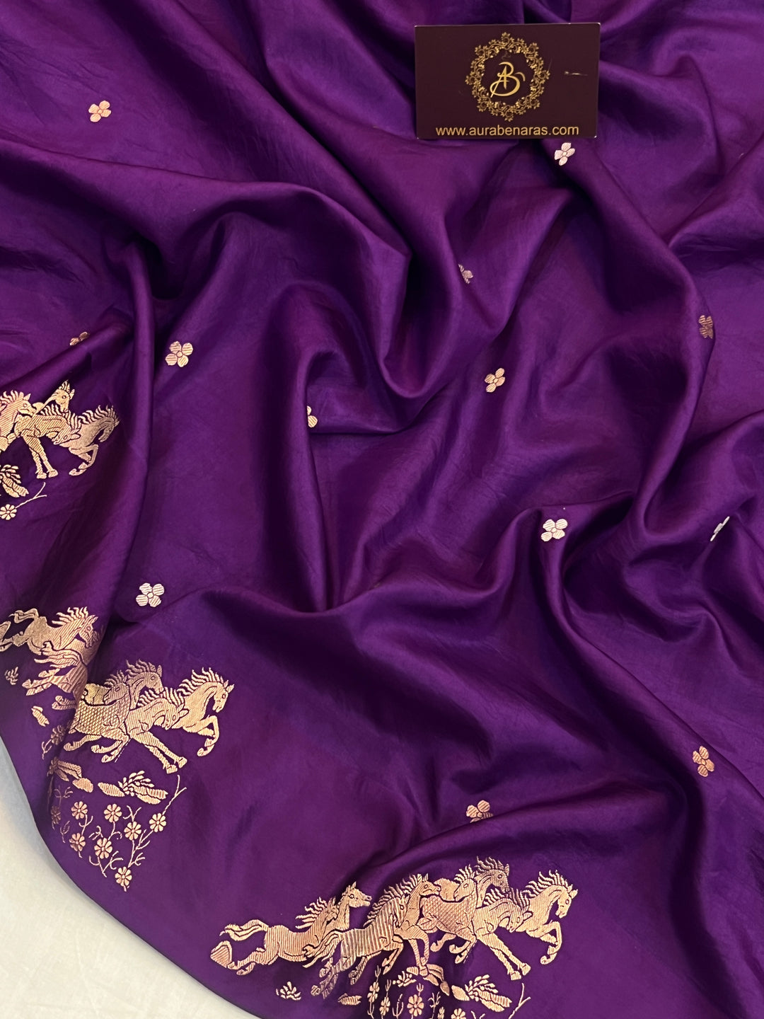 Purple Pure Katan Silk Handloom Banarasi Saree