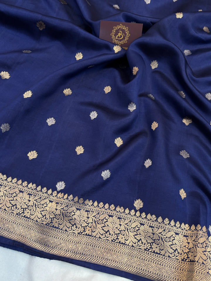 Navy Pure Silk Handloom Banarasi Saree