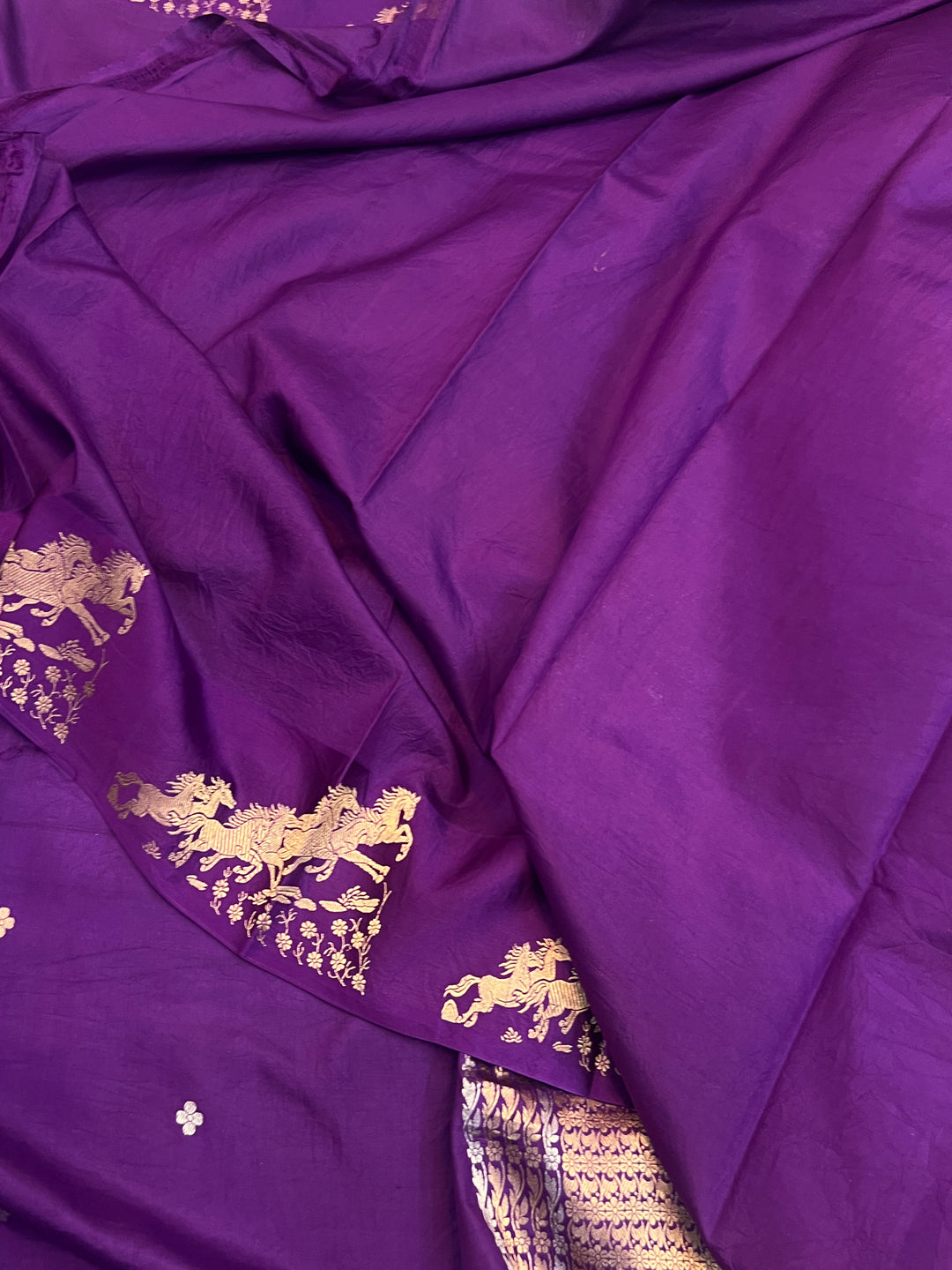 Purple Pure Katan Silk Handloom Banarasi Saree