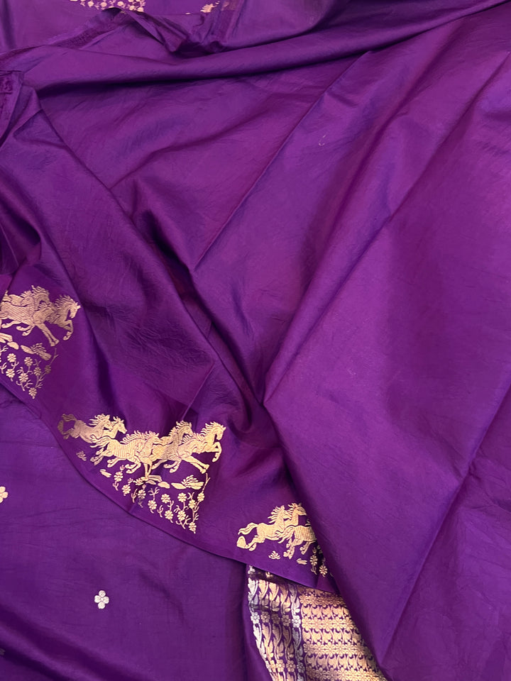 Purple Pure Katan Silk Handloom Banarasi Saree