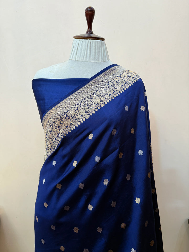 Navy Pure Silk Handloom Banarasi Saree