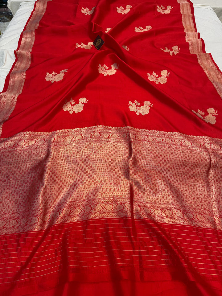 Red Pure Silk Handloom Banarasi Saree