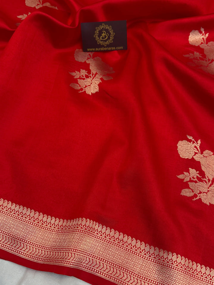 Red Pure Silk Handloom Banarasi Saree