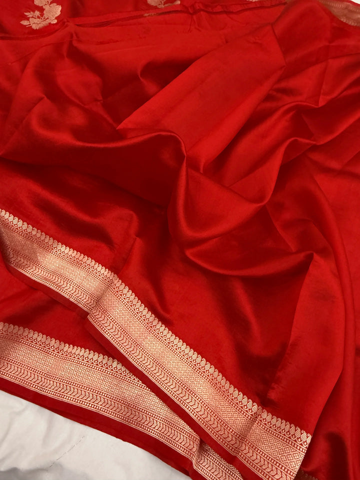 Red Pure Silk Handloom Banarasi Saree