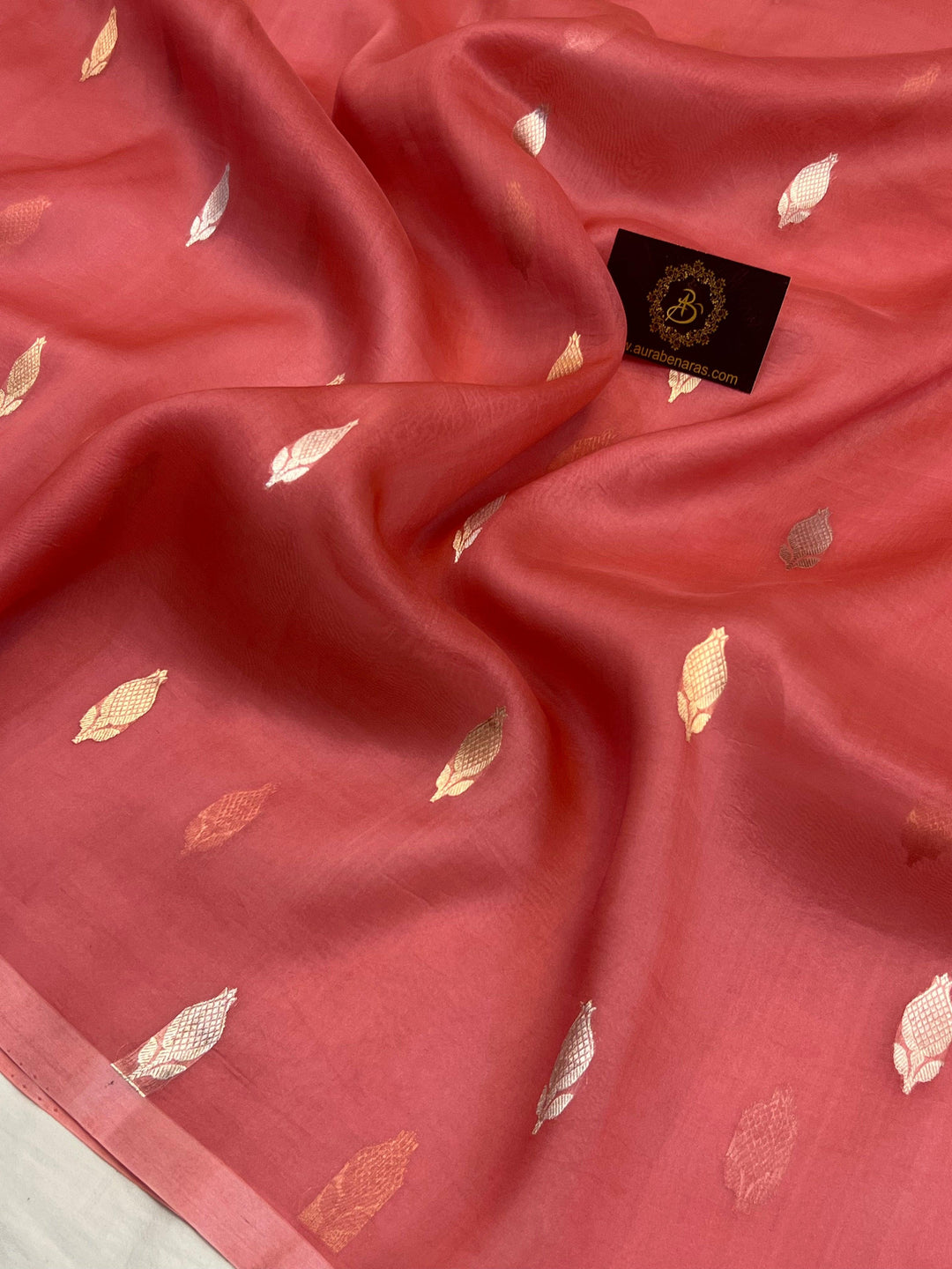 Kadhwa Sona Rupa butis in gold and silver zari, handwoven on lightweight Kora silk Banarasi saree