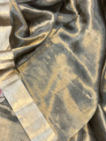 Grey Pure Banarasi Handloom Silk Saree - Aura Benaras