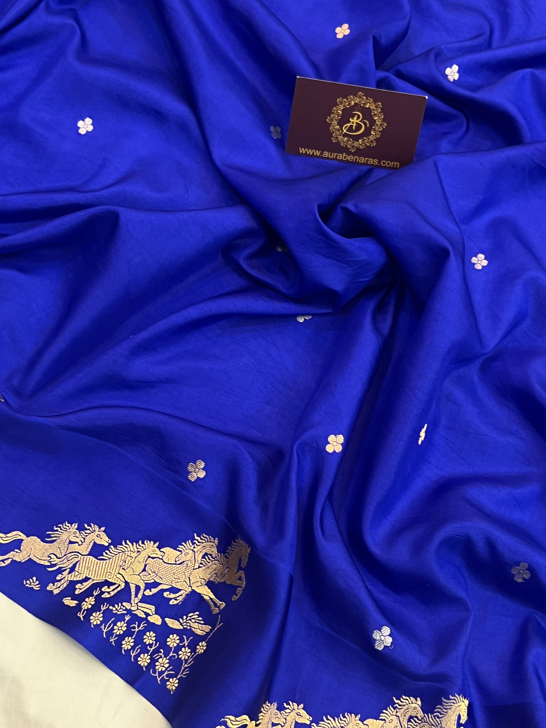 Royal Blue Pure Katan Silk Handloom Banarasi Saree