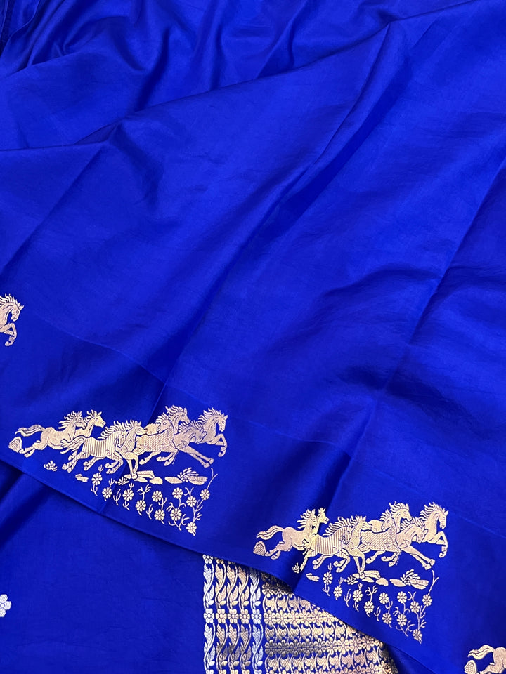 Royal Blue Pure Katan Silk Handloom Banarasi Saree
