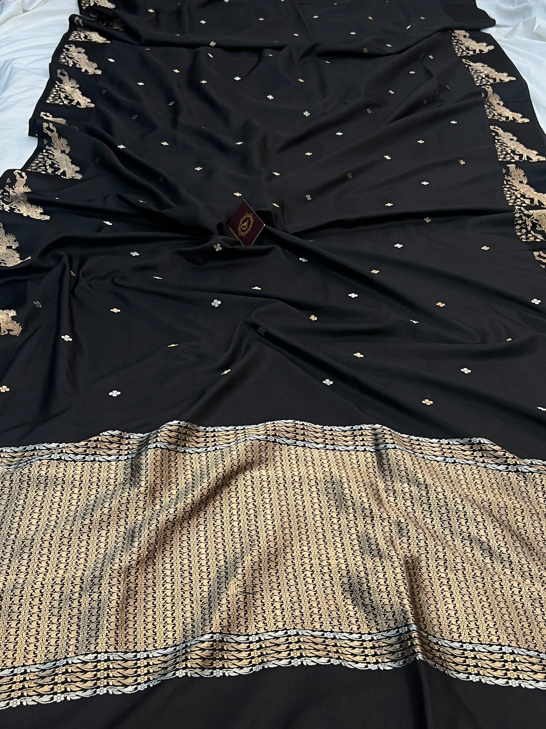 Black Pure Katan Silk Handloom Banarasi Saree