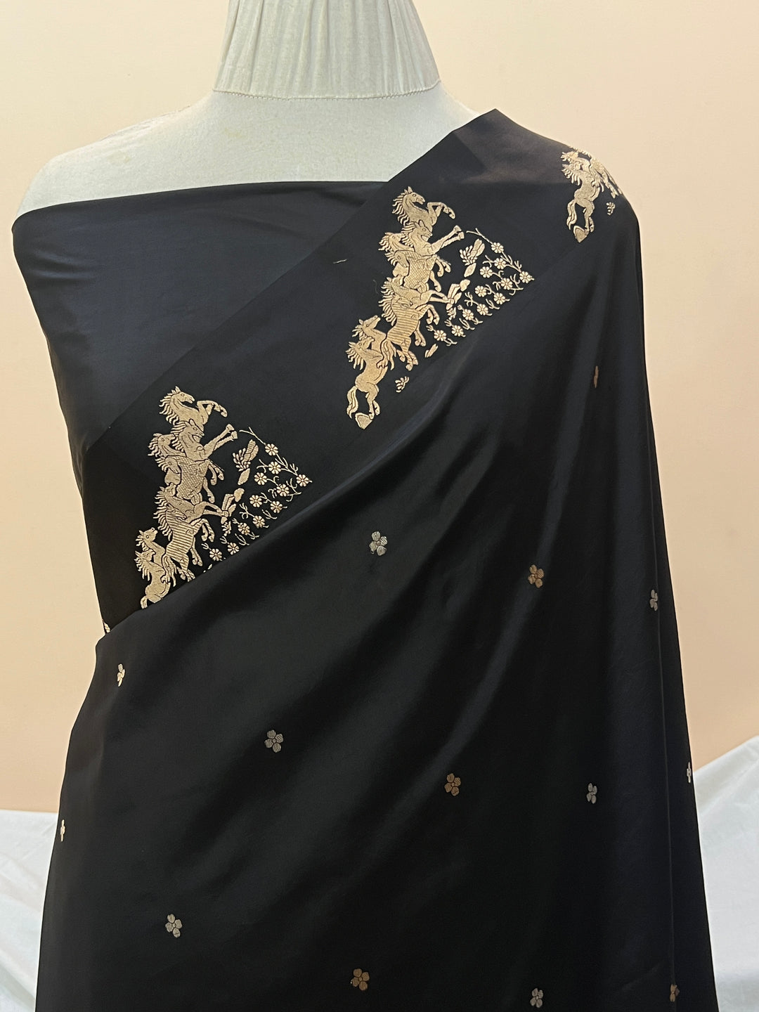 Black Pure Katan Silk Handloom Banarasi Saree