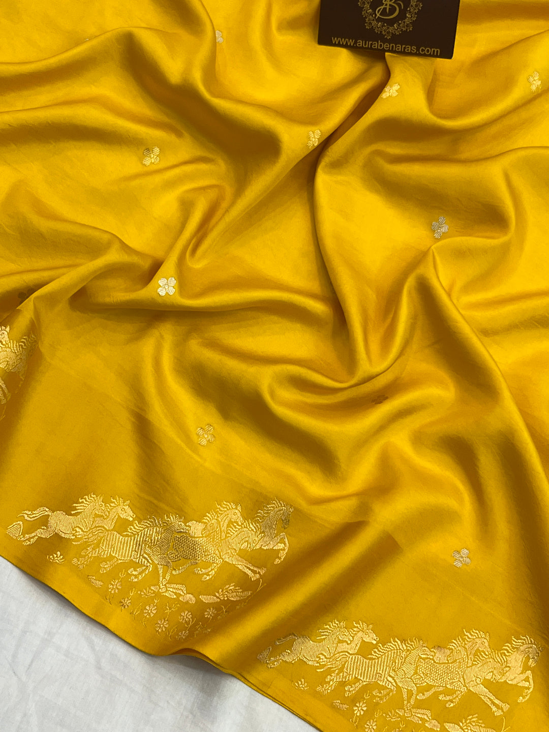Yellow Pure Katan Silk Handloom Banarasi Saree