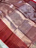 Red Pure Banarasi Handloom Silk Saree - Aura Benaras