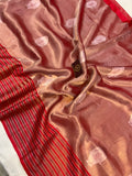 Red Pure Banarasi Handloom Silk Saree - Aura Benaras