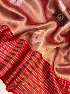 Red Pure Banarasi Handloom Silk Saree - Aura Benaras