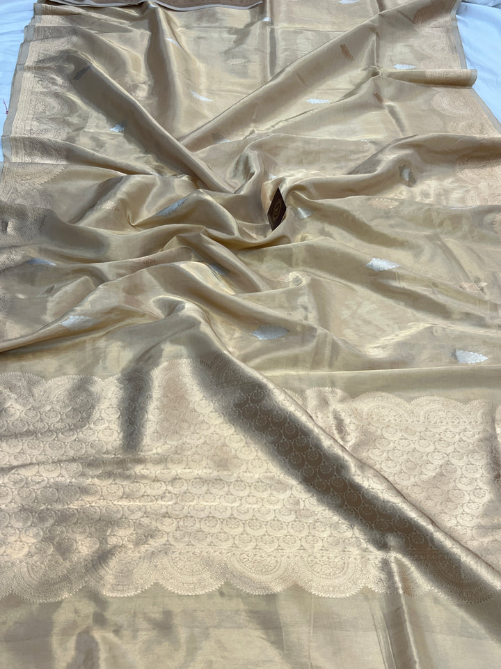 Golden Pure Tissue Silk Handloom Banarasi Saree