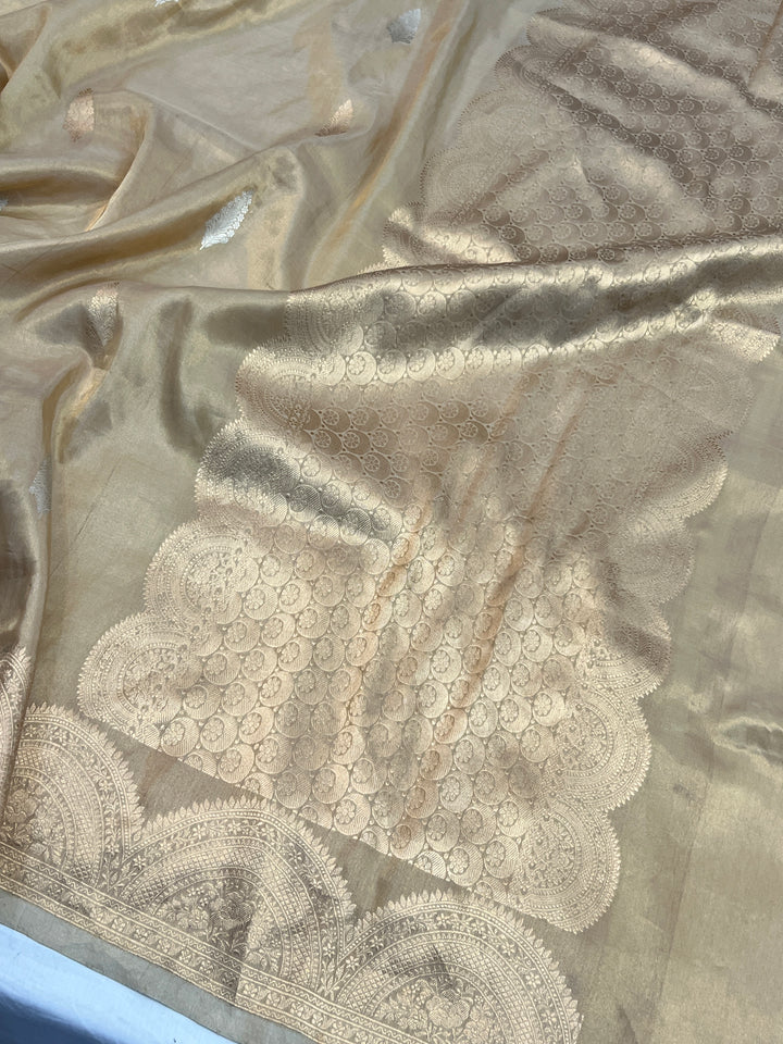 Golden Pure Tissue Silk Handloom Banarasi Saree