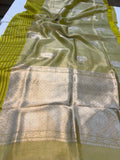 Neon Green Pure Banarasi Handloom Silk Saree - Aura Benaras