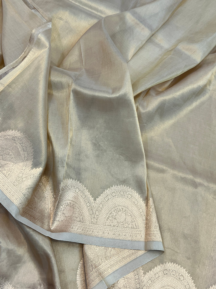 Golden Pure Tissue Silk Handloom Banarasi Saree