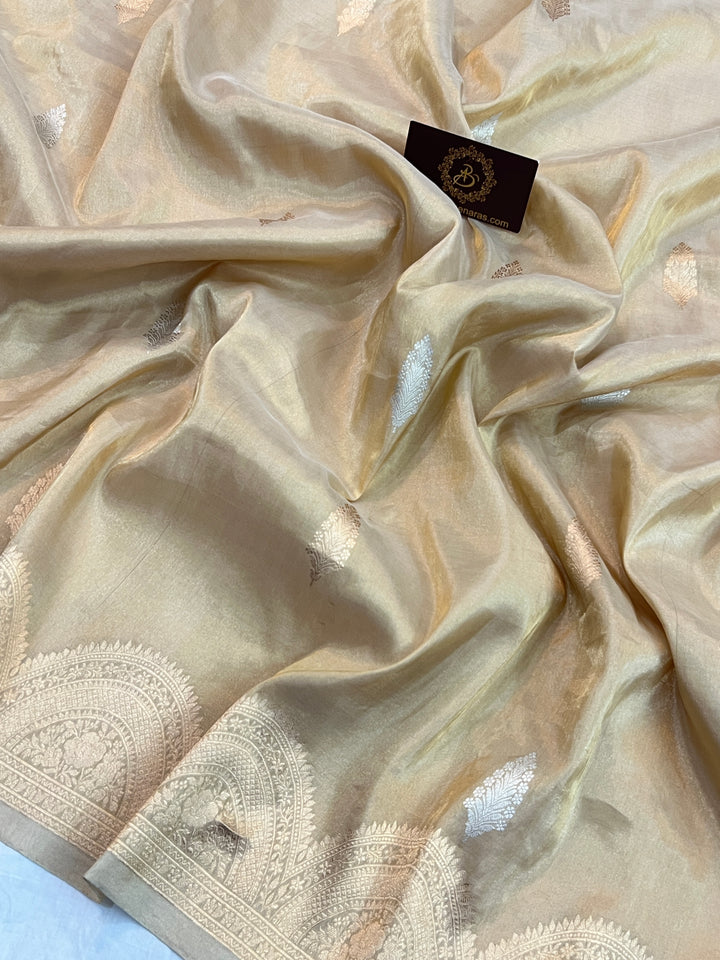 Golden Pure Tissue Silk Handloom Banarasi Saree
