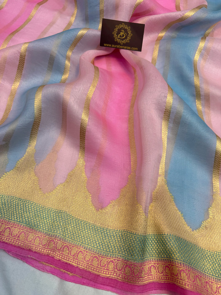 Baby Pink Pure Kora Silk Handloom Banarasi Saree